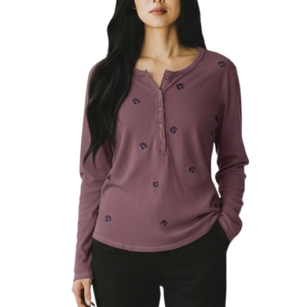 LUCKY BRAND Thermal Embroidered Mauve Top